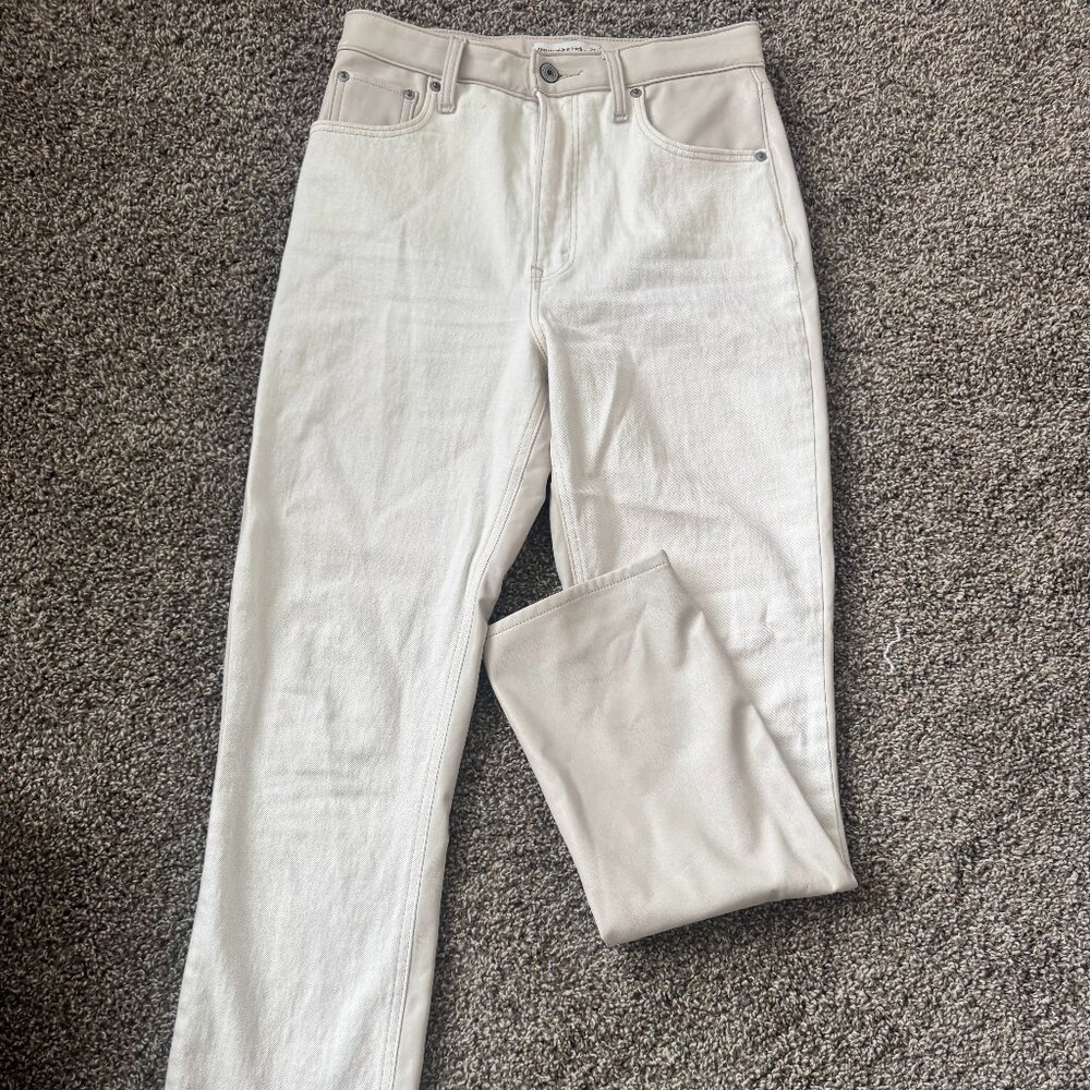 Abercrobie Mixed Fabric Jean/Faux cream leather pants sz 27